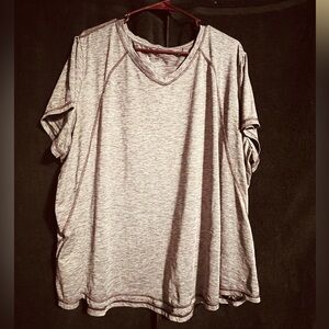 Xersion Women's Heather Gray With Maroon Stitching, V-Neck Tee